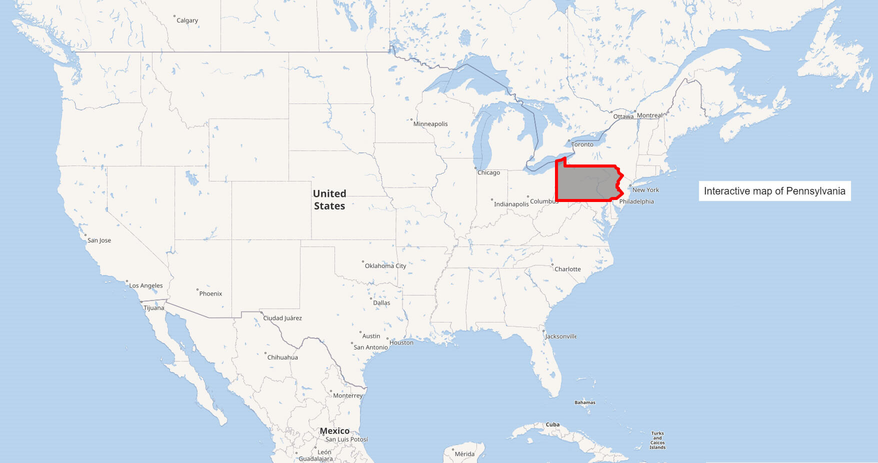 Interactive Map of Pennsylvania USA